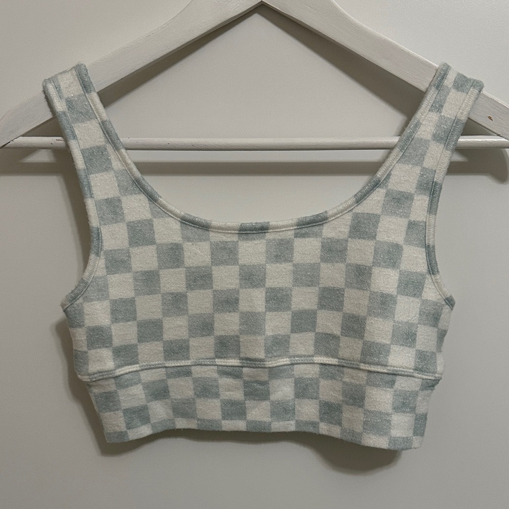 Z Supply Blue and White Checkered Top Size M